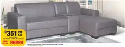 OK Furniture 3 Division Taupe Corner Chaise Lounge Suite with Console offer