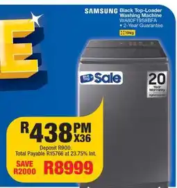 OK Furniture Samsung Black Top-Loader Washing Machine offer