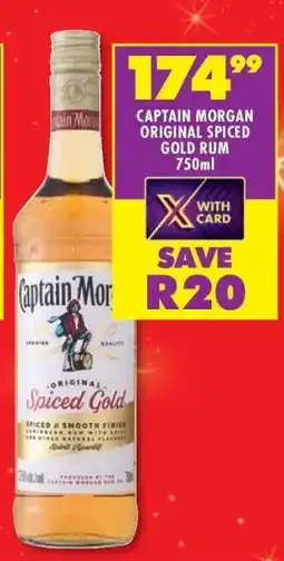 Shoprite CAPTAIN MORGAN ORIGINAL SPICED GOLD RUM 750ml offer