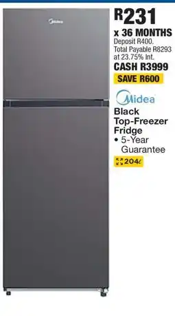 OK Furniture Midea Black Top-Freezer Fridge offer