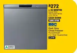 OK Furniture KIC Dark Grey Chest Freezer KCG305GR offer