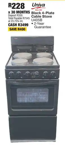 OK Furniture Univa Black 4-Plate Cable Stove U405B offer
