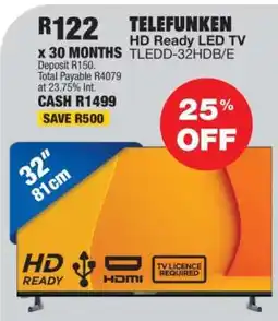 OK Furniture TELEFUNKEN HD Ready LED TV TLEDD-32HDB/E offer