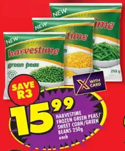 Shoprite Harvestime frozen green peas/ sweet corn/ green beans offer