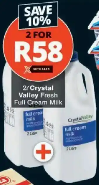 Checkers Hyper Crystal Valley Fresh Full Cream Milk offer