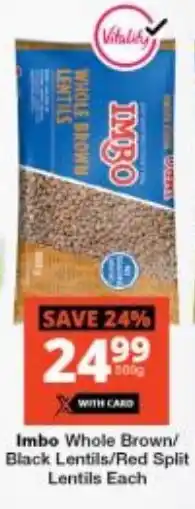 Checkers Imbo Whole Brown/ Black Lentils/ Red Split Lentils offer