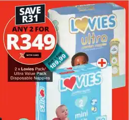 Checkers Lovies Pack/ Ultra Value Pack Disposable Nappies offer