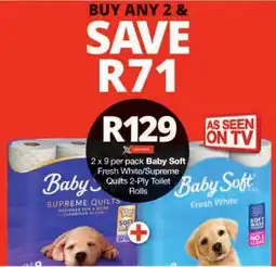 Checkers Baby Soft Fresh White/ Supreme Quilts 2-Ply Toilet Rolls offer