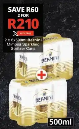 Checkers Bernini Mimosa Sparkling Spritzer Cans offer