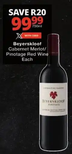 Checkers Beyerskloof Cabernet Merlot/ Pinotage Red Wine offer
