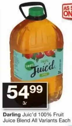 Checkers Darling Juic'd 100% Fruit Juice Blend All Variants offer