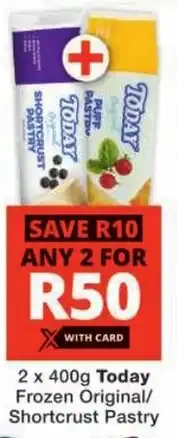 Checkers Today Frozen Original/ Shortcrust Pastry offer
