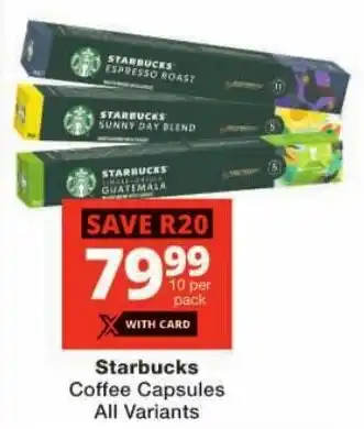 Checkers Starbucks Coffee Capsules All Variants offer