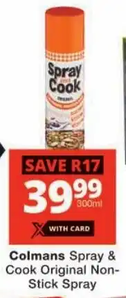 Checkers Colmans Spray & Cook Original Non-Stick Spray offer