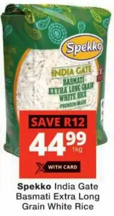 Checkers Spekko India Gate Basmati Extra Long Grain White Rice offer