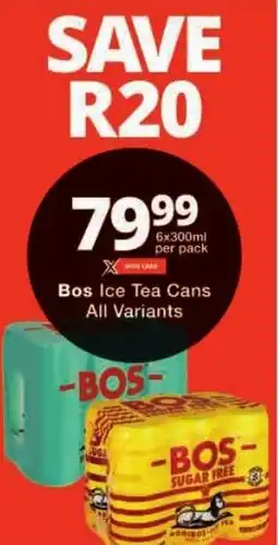 Checkers Bos Ice Tea Cans All Variants offer