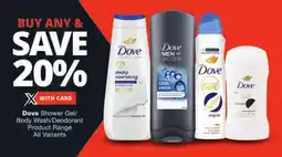 Checkers Dove Shower Gel/ Body Wash/ Deodorant Product Range All Variants offer