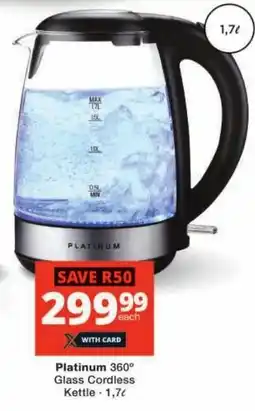 Checkers Platinum 360° Glass Cordless Kettle offer