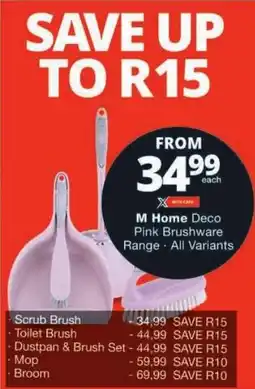 Checkers M Home Deco Pink Brushware Range offer