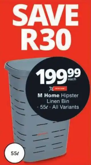 Checkers M Home Hipster Linen Bin offer