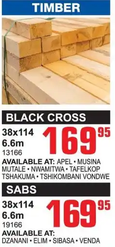 Cashbuild Timber black cross/ sabs offer