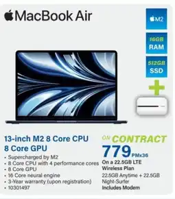 Incredible Connection Apple MacBook Air 13-inch M2 8 Core CPU 8 Core GPU offer