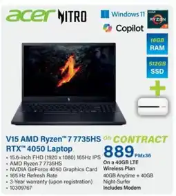 Incredible Connection Acer V15 AMD Ryzen 7 7735HS RTX 4050 Laptop offer