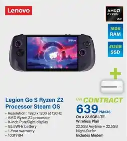 Incredible Connection Lenovo Legion Go S Ryzen Z2 Processor Steam OS offer