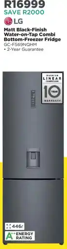 House & Home LG Matt Black-Finish Water-on-Tap Combi Bottom-Freezer Fridge offer