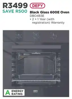 House & Home Defy Black Glass 600E Oven offer
