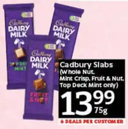 Oxford Freshmarket Cadbury Slabs Whole Nut, Mint Crisp, Fruit & Nut Top Deck Mint offer