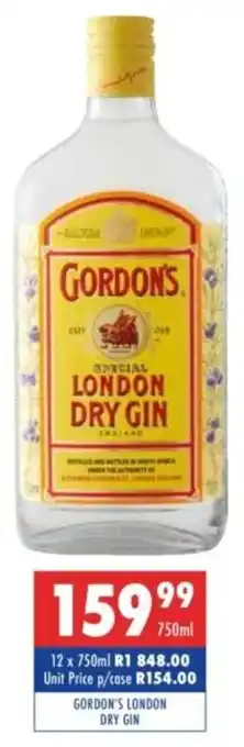 Ultra Liquors Gordon's london dry gin offer
