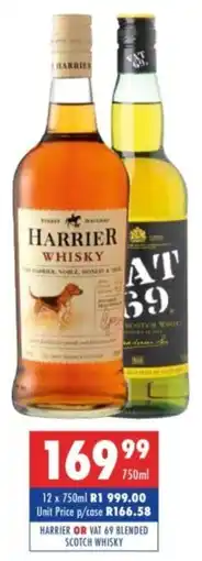 Ultra Liquors Harrier or Vat 69 blended scotch whisky offer