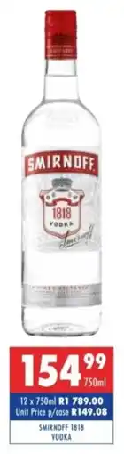 Ultra Liquors Smirnoff 1818 vodka offer