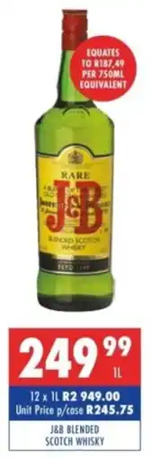 Ultra Liquors J&B blended scotch whisky offer