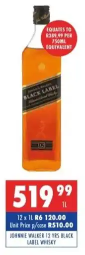 Ultra Liquors Johnnie walker 12 yrs black label whisky offer