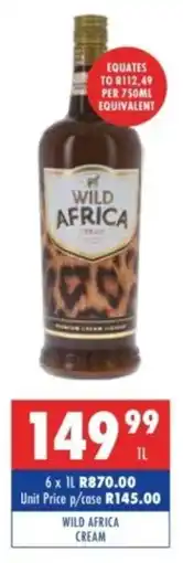 Ultra Liquors Wild africa cream offer