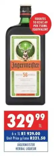 Ultra Liquors Jagermeister herbal liqueur offer