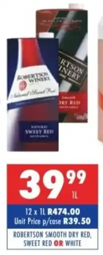 Ultra Liquors Robertson smooth dry red, sweet red or white offer