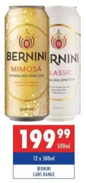 Ultra Liquors Bernini cans range offer