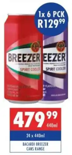 Ultra Liquors Bacardi breezer cans range offer