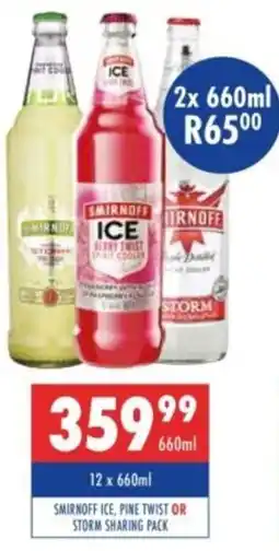 Ultra Liquors Smirnoff ice, pine twist or storm sharing pack offer