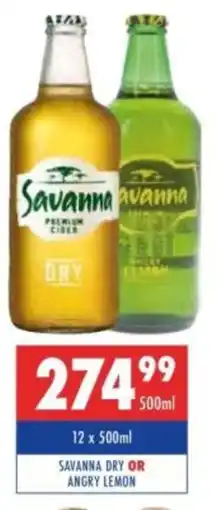 Ultra Liquors Savanna dry or angry lemon offer