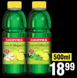 Choppies Choppies Lemon & Ginger Juice OR Lemon & Mint Juice offer