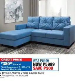 OK Furniture 2-Division Atlantic Chaise Lounge Suite offer