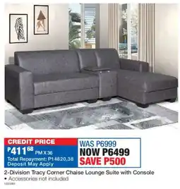 OK Furniture 2-Division Tracy Corner Chaise Lounge Suite with Console offer