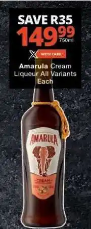 Checkers AMARULA Cream Liqueur offer