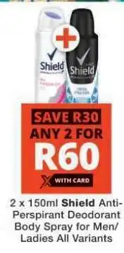 Checkers Shield Anti-Perspirant Deodorant Body Spray offer