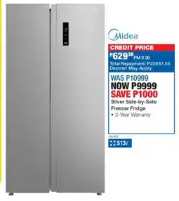 OK Furniture Midea Silver Side-by-Side Freezer Fridge offer