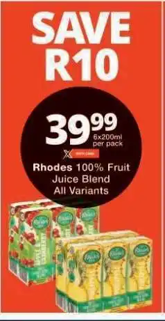 Checkers RHODES 100% FRUIT JUICE BLEND offer